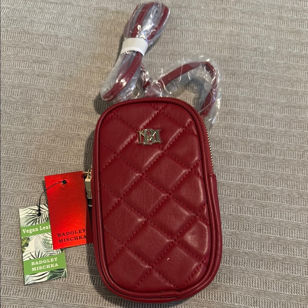 Badgley Mischka Burgundy Quilted Phone Bag